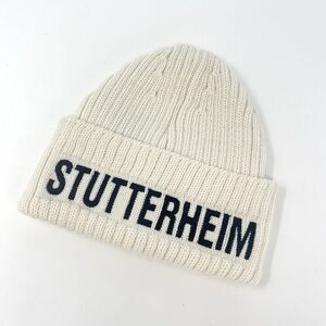 Stutterheim Cream Ivory Merino Wool Big L Beanie Off-white Knit Hat Winter
